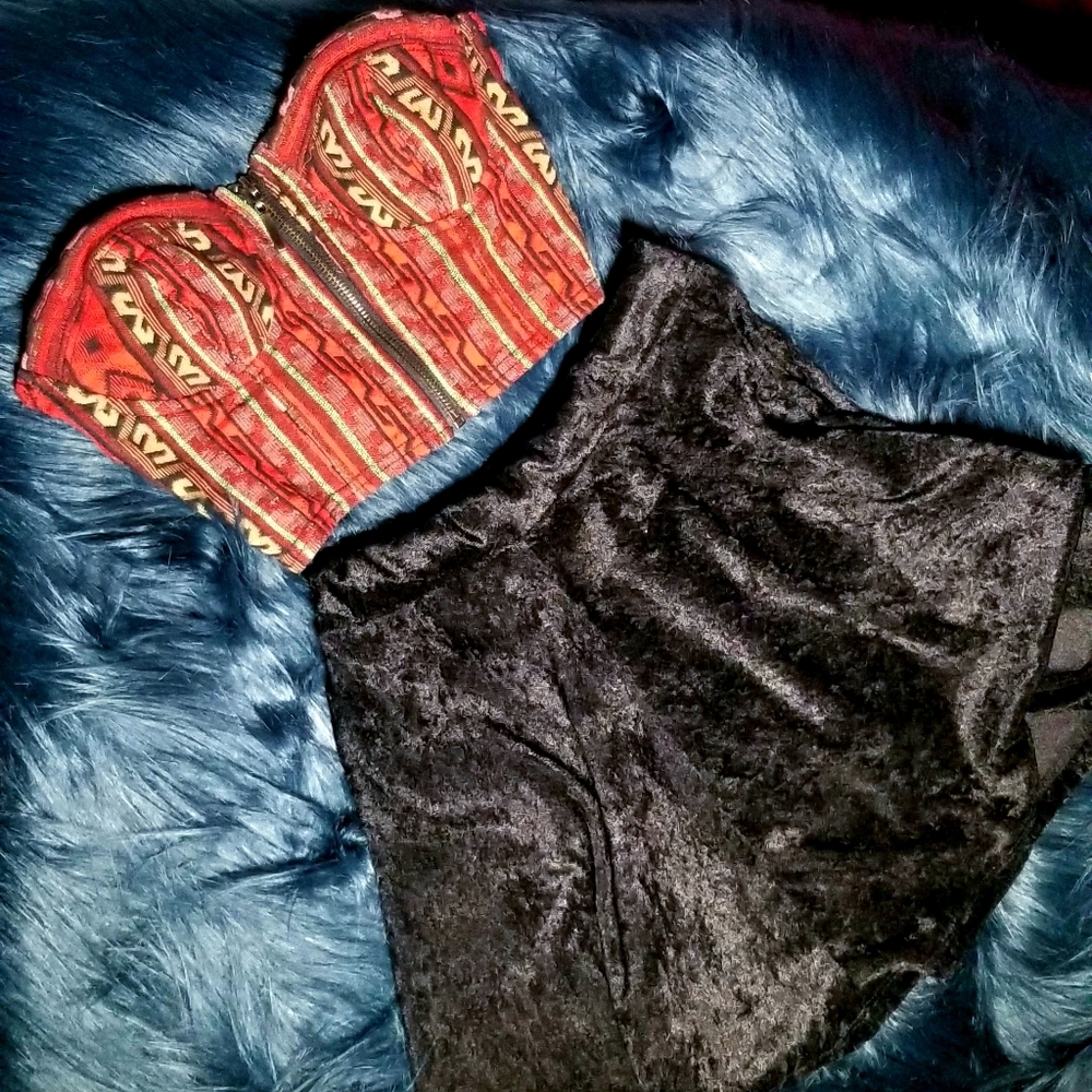Geometric zipper crop corset bandeau